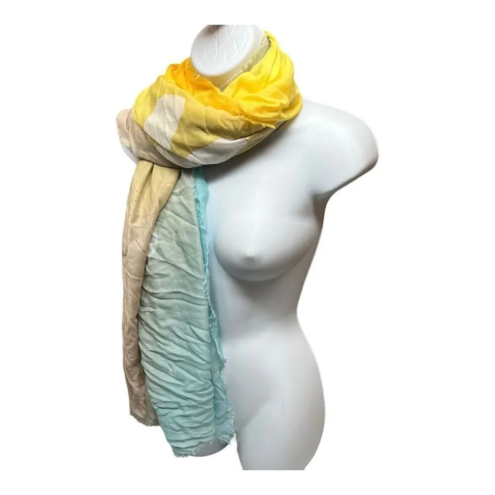 Karl Lagerfeld Paris Scarf Silk‎ Blend Sun Bleached Square Blue Logo Fall Layer